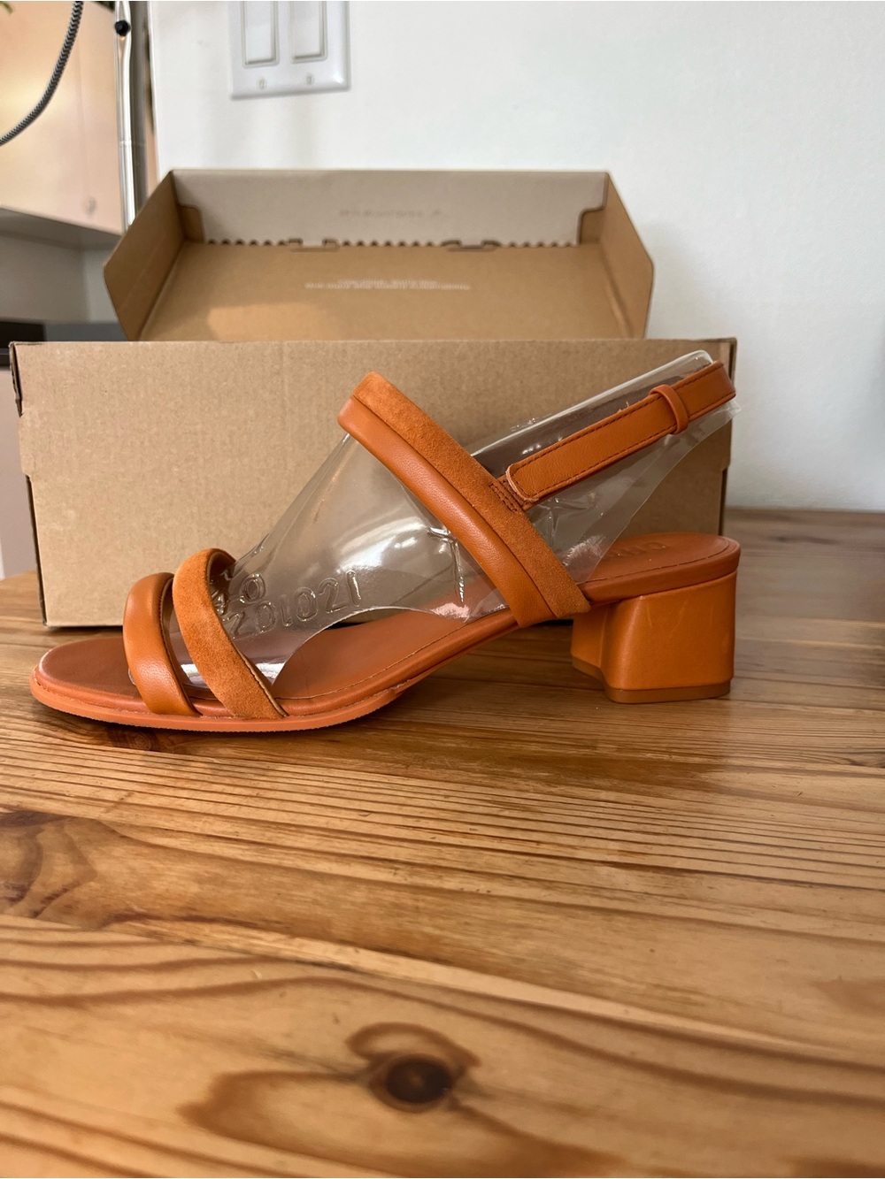Camper Orange Block Heel Slingback Sandals